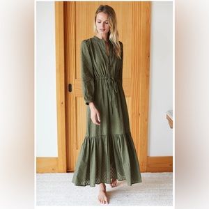 Emerson Fry Frances Dress 2 in Moss Swiss Dot Organic, NWT